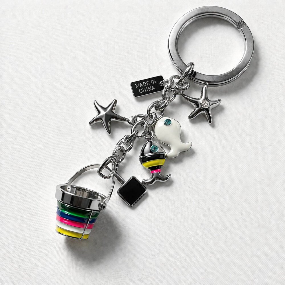 COACH LEGACY Ocean Keychain Charm Set Bucket Fish Starfish Bag Charm Hang Tag - Picture 7 of 8
